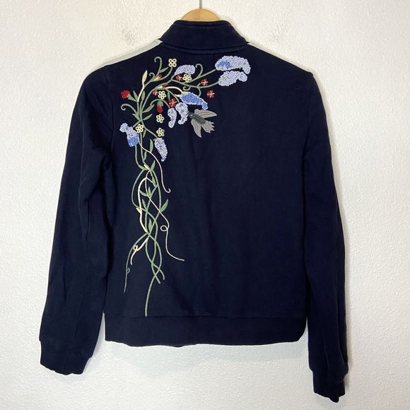 Anthropologie Navy Floral Bomber Jacket - Picture 5 of 14